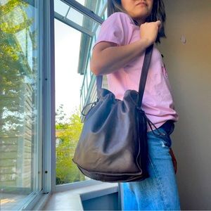 Loewe Drawstring Anagram Shoulder Crossbody Bag in Nappa Leather Brown with Cert